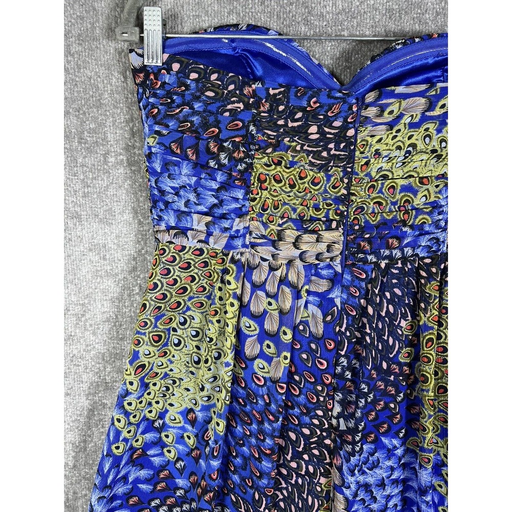 Max And Cleo Strapless High Low‎ Peacock Print Dress Womens Size 8 Lined - Picture 9 of 16